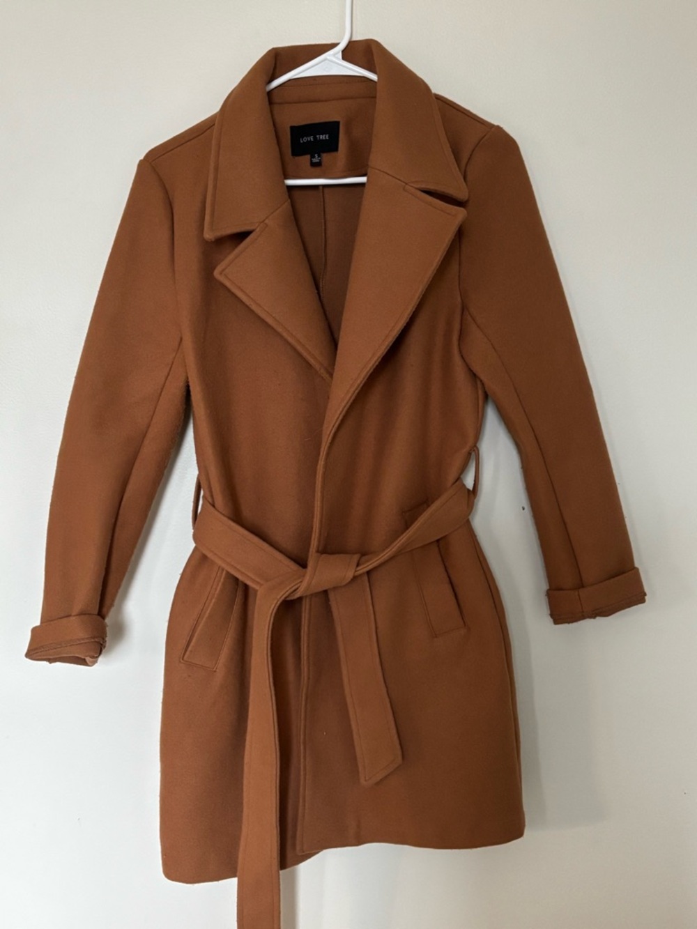 Love Tree Women's Belted Wrap Trench Coat in Rust